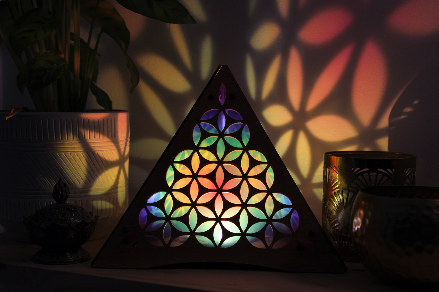 Pyramid - Flower of Life - Rainbow